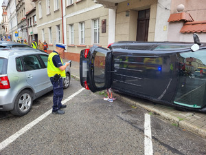 Miejsce wypadku samochodowego.