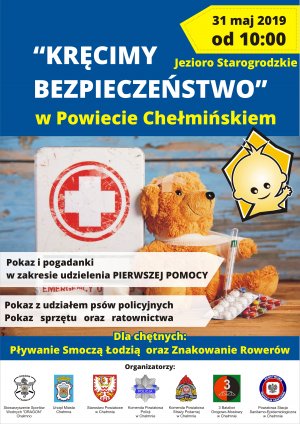 Plakat zawierający informacje dotyczące festynu Kręcimy bezpieczeństwo.