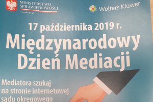 Plakat informujący o Międzynarodowym Dniu Mediacji 2019